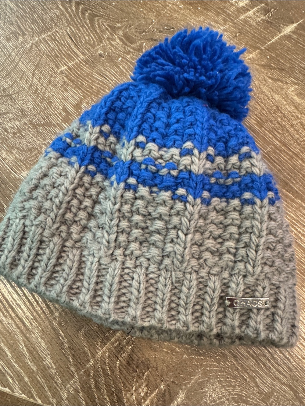 Chaco Kids Royal Blue & Gray Knit Pom Hat